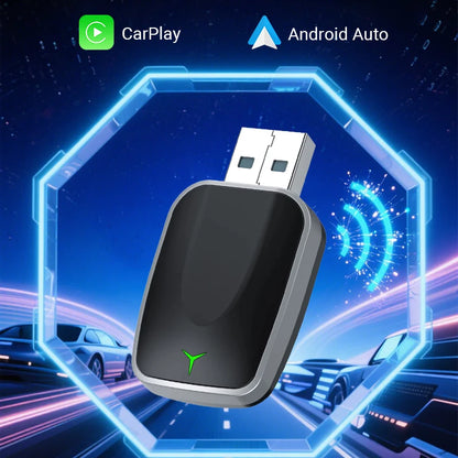 Wireless Carplay Android Auto Adapter 2025 New Upgrade for 99% Cars 5Ghz Wifi &Low-Latency Streaming Plug&Play Wired to Wireless