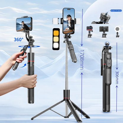 Monopod Remote Shutter with Fill Light for Iphone Samsung Xiaomi Phone Holder Mini Tripod Wireless Bluetooth Selfie Stick